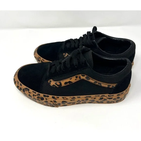 Vans Old Skool Platform Leopard Mens Size 6 Black Gum Athletic Shoes Sneakers - Picture 2 of 7